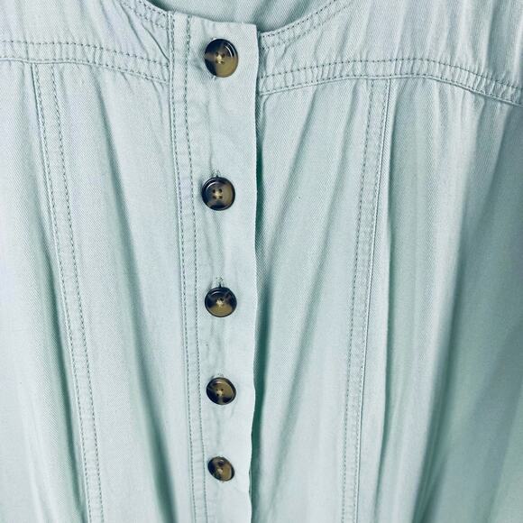 Madewell Mint Green Top-Stitched Coverall Jumpsuit Romper WMNS 8 Button Up - Picture 12 of 12